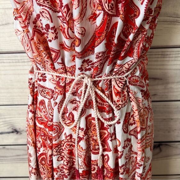 Lucky Brand Red & White Paisley Patterned Maxi Dress - Picture 3 of 9